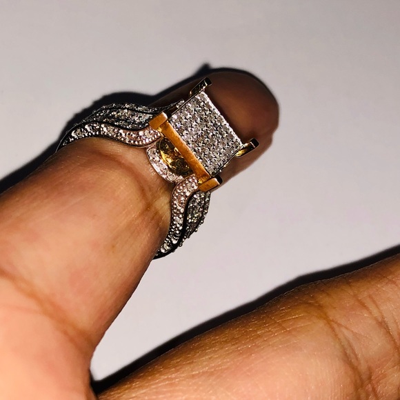 10k gold vermeil REAL Diamond stunning exclusive custom diamond ring not CZ wow! - Picture 3 of 9